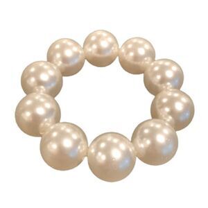Oversized White Pearl Stretch Elastic Hair Tie